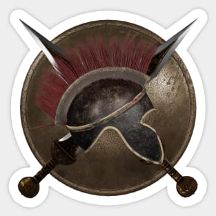 Spartan helmet with swords and shield Sticker